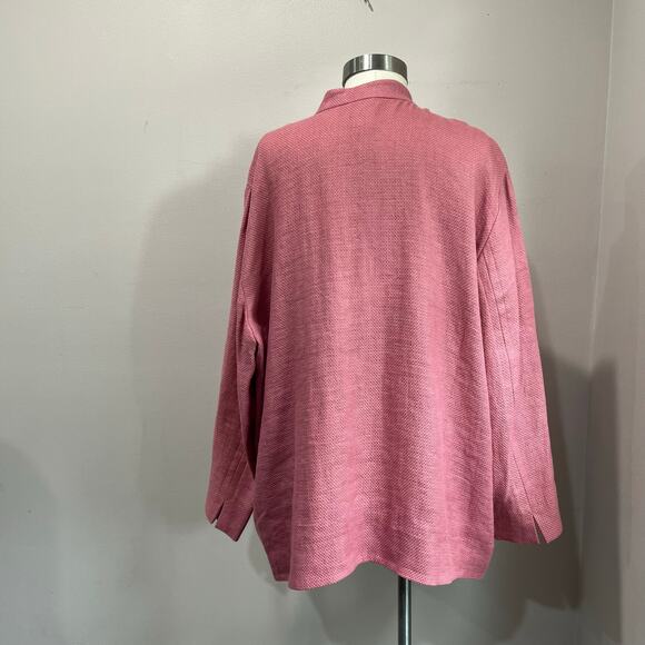 Eileen Fisher Pink Linen Cotton Blend Jacket Coat Size 2X NWT - Picture 2 of 8